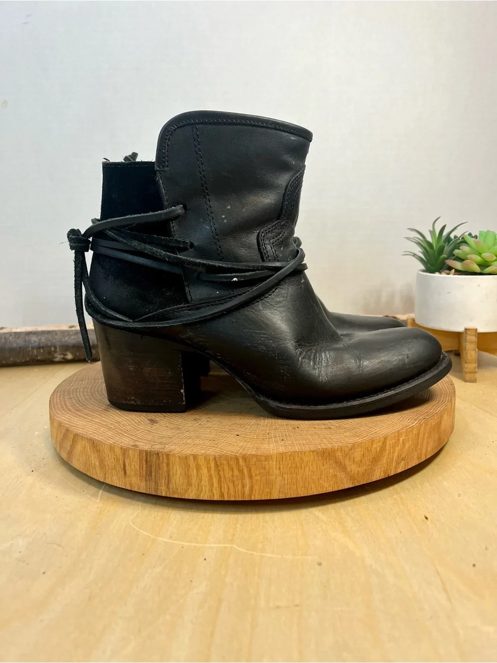 Freebird Pasey Black Heeled Ankle Boots Size 8